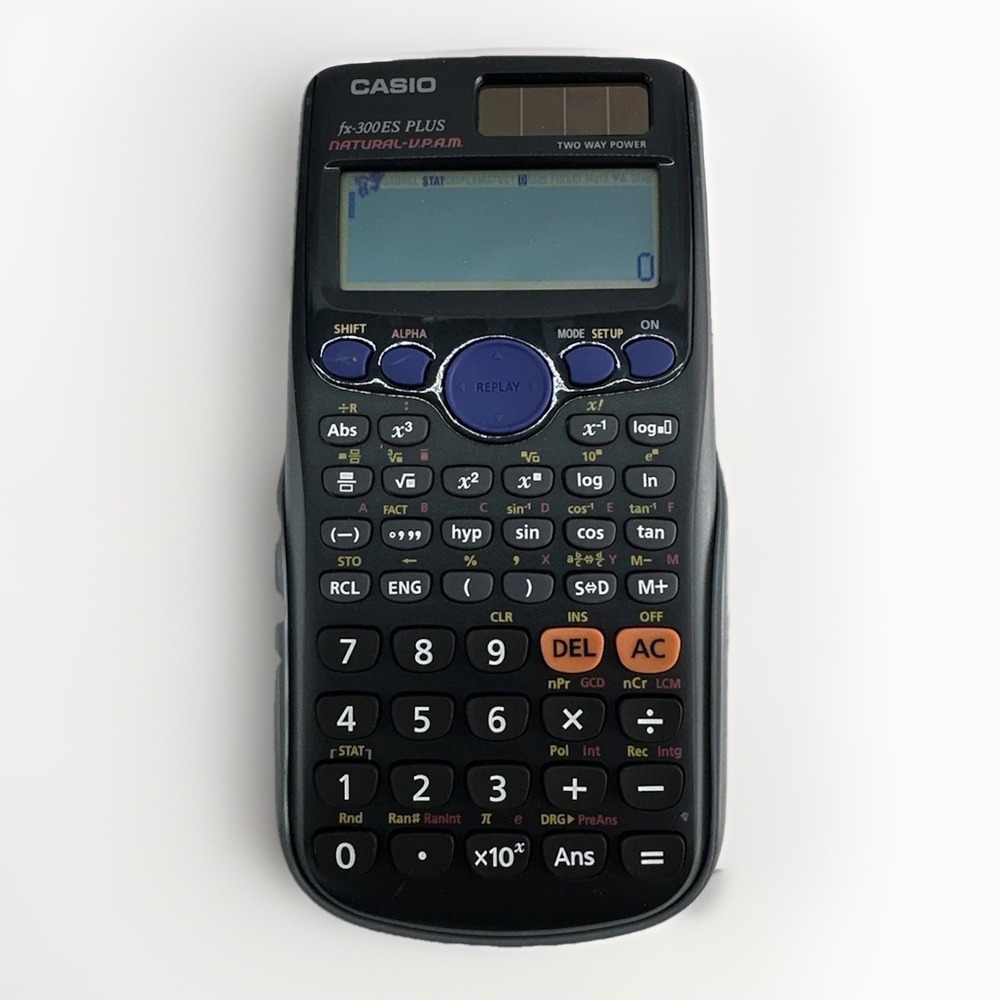 Casio fx-300ES Plus Natural VPAM Gray Black Solar Scientific Calculator W/ Cover